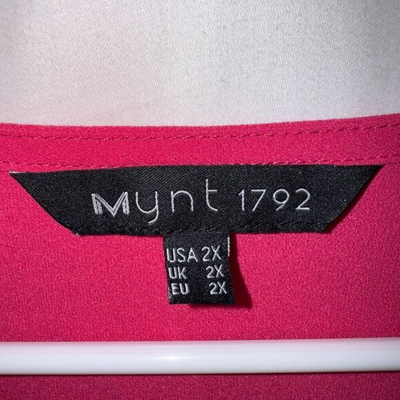 MYNT 1792 Pink Long Sleeve Button Up Blouse Top women's size 2X - Picture 3 of 7